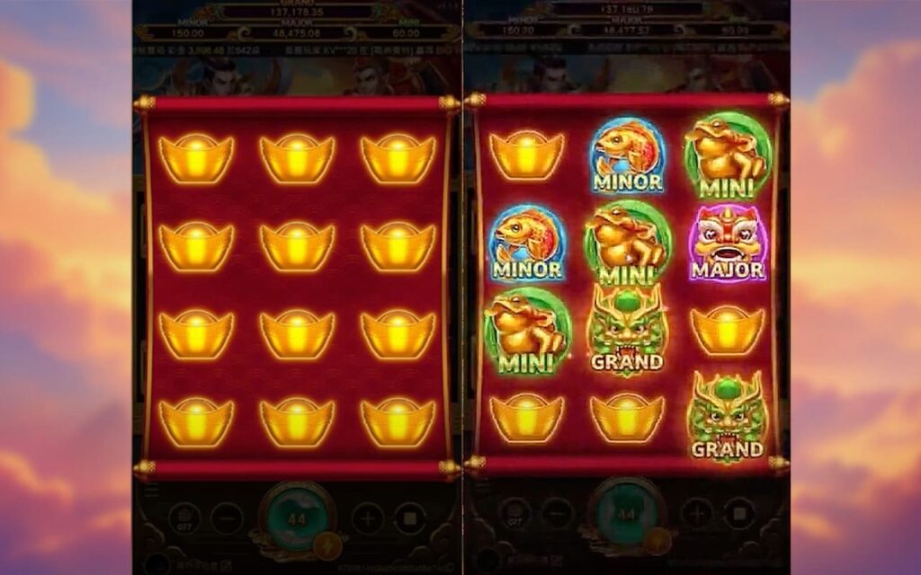 ATG孫行者獎池符號與金元寶盤面示意圖