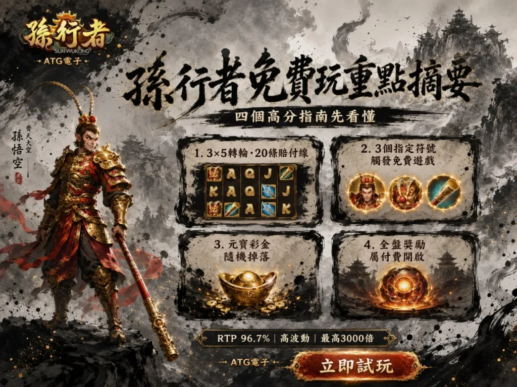 孫行者好爆分嗎與ATG孫行者免費玩四大高分重點圖卡